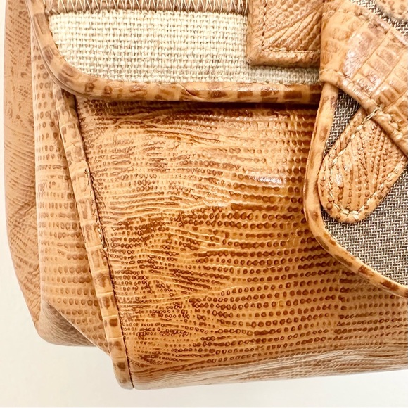 SHARIF Made in USA Python Leather & Fabric Crossbody Bag Brown/Beige EUC - Picture 13 of 14